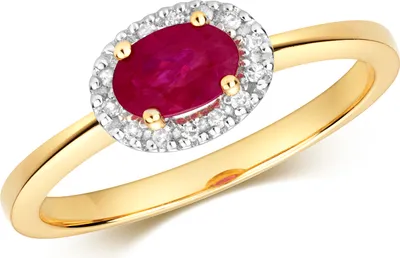 Produktbild von Funkelndes Feuer Edler 9 Karat (375) Gold Damen - Diamant Solitärring Brillant-Schliff 0.05 Karat H - PK mit Rubin, 55 (17.5); TRS35659RSO