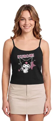 Produktbild von Spreadshirt Kuromi Mit Schriftzug Leo Stil Bio Spaghetti Top Damen, M, Schwarz