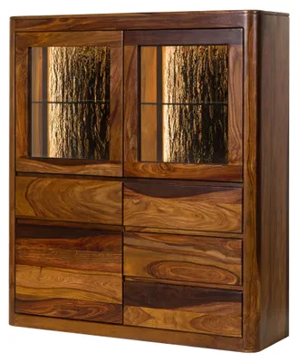Produktbild von MASSIVMOEBEL24 Highboard Sheesham 128x40x145 walnuss gewachst TORONTO LUX #203