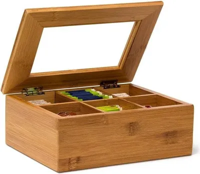 Image de Boîte à thé Bambou laqué 6 et 8 compartiments
