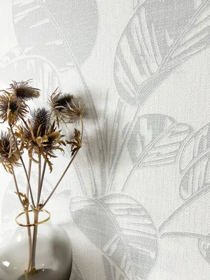 Produktbild von NEWROOM Tapete Bivona Hellgrau Vliestapete - Natur Blätter Floral  Germany