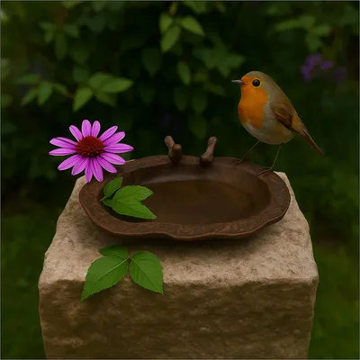 Produktbild von Dekorative Vogeltränke aus Metall braun Gartendekoration