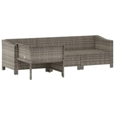 Image de vidaXL vidaXL - 4-pièces - Ensemble de salon - avec - coussins - Poly - Rotin - gris