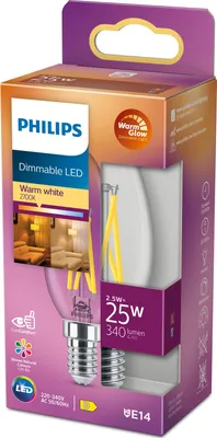 Produktbild von Philips LED Kerzenlampe E14 90Ra WarmGlow dimmbar 2,5W 270lm extra+warmweiss 2200-2700K wie 25W 8719514324152