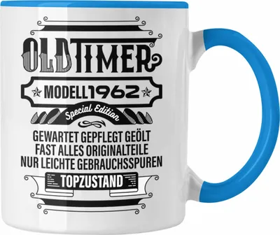 Produktbild von TRENDATION 60. Geburtstag Tasse Frau Mann Geschenk 60er Geschenkidee 60 Mutter Vater (Blau)
