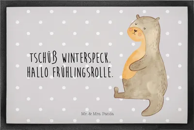 Produktbild von Mr. & Mrs. Panda fußmatte Otter Bauch 40 x 60 cm - Grau Pastell - Geschenk, abstreifer, Fußabtreter, Sportmuffel, Bodenvorleger, Winterspeck, dick, Seeotter See