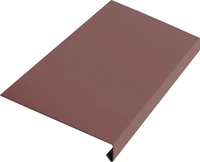A single piece of dark brown metal flashing is shown against a white background.