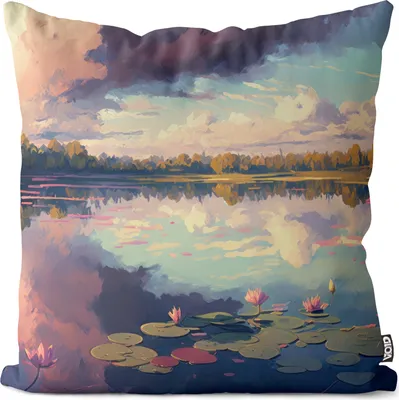 Produktbild von VOID Wasserlilien Seerosen Teich Kissenbezug Kissenhülle sofa couch wohnzimmer dekoration wasserfest Outdoor Garten Kissen bezug deko