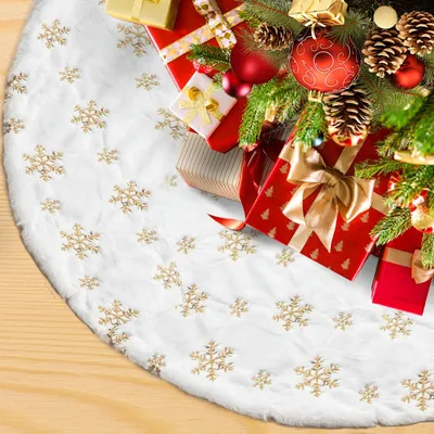 Obrázek produktu pro Ozdoba pod vánoční stromek - Plyš - Bílá - 120 cm