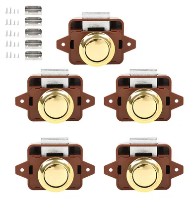 Image de Serrure à bouton-poussoir sans clé pour meubles et portes de placard (5 pièces)