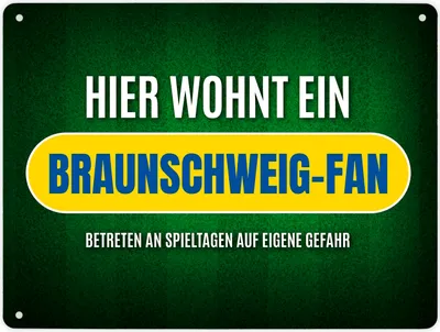 Produktbild von Hier wohnt ein Braunschweig-Fan Metallschild XL mit Rasen Motiv Schild