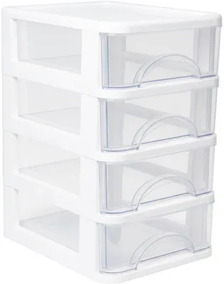 Productafbeelding van Bureau organizer ladekast met schuifladen, stapelbare opbergbox van transparant kunststof