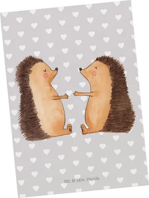 Produktbild von Mr. & Mrs. Panda Postkarte Igel Liebe - Grau Pastell - Geschenk, Postkarten, Hochzeitstag, bildkarte, Grußkarte, Freund, Freundin, Ansichtskarte, Ansichtskarten