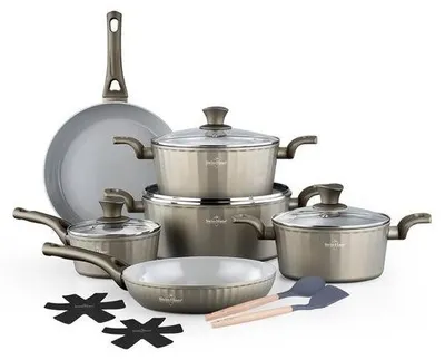 Image de Batterie de cuisine 14 pièces Tous feux dont induction Champagne Swiss Haus SH-CC3014CH