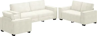 Produktbild von 3-tlg. Sofagarnitur mit Kissen Creme Samt