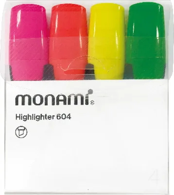 Image de Surligneur Monami 604, 1-4 mm, pointe biseautée, set de 4