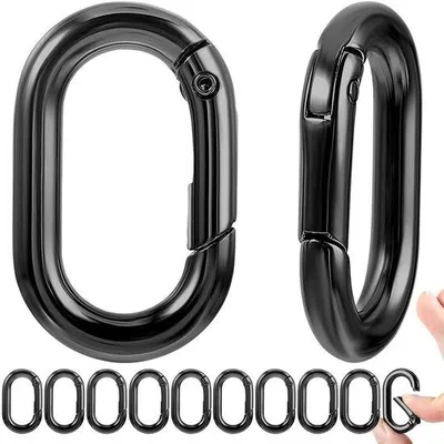 Produktbild von Famanu Karabinerhaken Klein - 10 Stück - Schwarz - O-Ring - Multifunktional