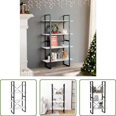 Image de The Living Store Bibliothèque 4 compartiments Blanc 80x30x140 cm Bois composite