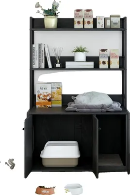 Obrázek produktu pro Box na kočičí stelivo, skrytý design, multifunkční úložný prostor, černý