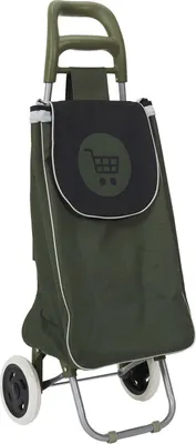 Obrázok produktu pre HowHomely | Nákupný vozík - Nákupná pomôcka - 34 x 30 x 96 cm - 50 L - zeleno-čierny - Nákupný vozík - taška s chlopňou