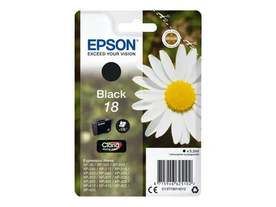 Produktbild von Epson Daisy Singlepack Black 18 Claria Home Ink, Schwarz, Tinte auf Pigmentbasis, 5,2 ml, 1 Stück(e), 175 Seiten
