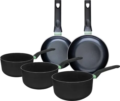 Image de Ensemble de 2 poêles de 16 et 20 cm et 3 casseroles 16, 18 et 20 cm Fackelmann Brandao