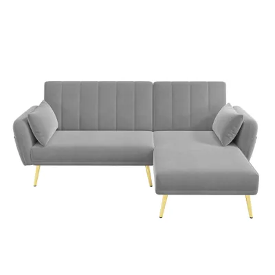 Produktbild von Ecksofa mit Relaxfunktion, L-Form, Schlafsofa mit Verstellbarer Rückenlehne, Polstersofa, Loungesofa, Samtbezug