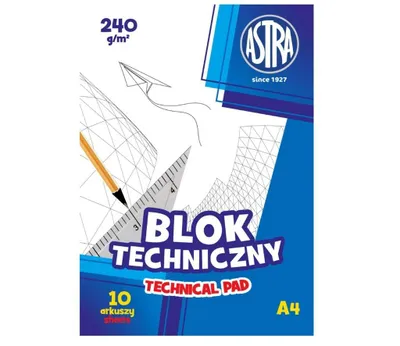 Produktbild von Blok techniczny A4/10K 240g (10szt) ASTRA