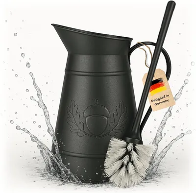 Produktbild von WC-Bürste mit Halter, schwarz, Edelstahl, für Badezimmer
