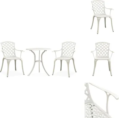 Image de vidaXL Ensemble Bistro 3 pièces fonte d'aluminium blanc - ensembles de meubles de jardin