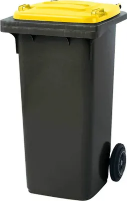 Produktbild von BRB 120 Liter MGB, Mülltonne Abfalltonne, grau mit gelbem Deckel