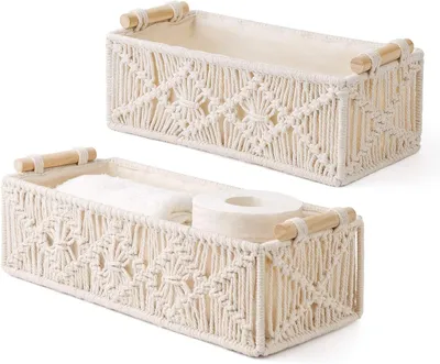 Obrázok produktu pre Sada úložných košíkov, 2 kusy, 30x25x15 cm, štýl boho, vhodné do obývačky a kúpeľne