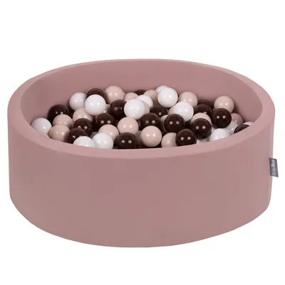 Image de KiddyMoon piscine à balles 90x30cm - 300 Balles Plastique 7cm - pour les bébés - Fosses À Boules Jouet - Erika couleurs blanc marron