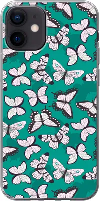 Produktbild von MuchoWow® Handyhülle Schutzhülle Hülle für Telefoonhoesje iPhone 12 Mädchen - Schmetterling - Tiere - Muster - Mädchen - Kinder - Kinder Silikon Softcase Handy Hülle - Schutzhülle