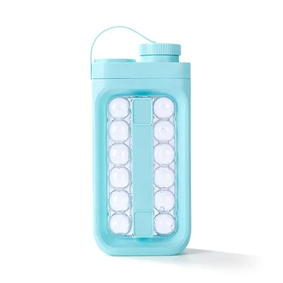 Imagen del producto de Bebidas refrescantes para el verano, fáciles de preparar, con nuestro práctico recipiente 2 en 1 para hacer hielo y hervir agua, color azul, forma esférica