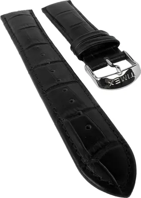 Produktbild von Timex Ersatzband┃Uhrenarmband Leder schwarz Krokoprägung 20mm T2N289