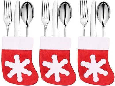 Obrázek produktu pro Vánoční prostírání na příbory Punčocha s vločkou, červené, sada 3ks