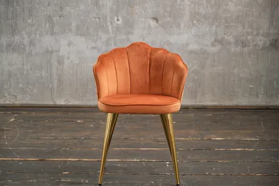 Produktbild von KAWOLA Stuhl SALLY Esszimmerstuhl Velvet orange Fuß gold