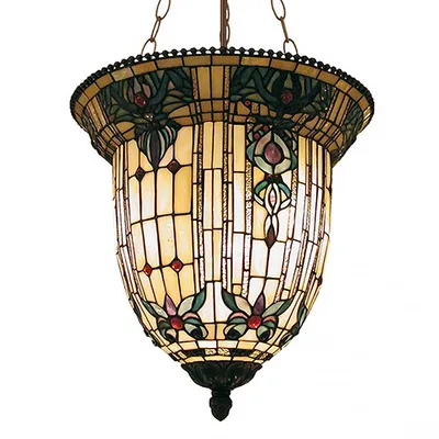 Obrázek produktu pro LumiLamp 5LL-5307 Závěsné svítidlo Tiffany Ø 41x126 cm Béžové hnědé kovové sklo