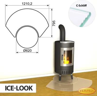 Produktbild von AKTION ! Kaminbodenplatte & Funkenschutzplatte - Funkenschutz für Kamin & Ofen - geteilte Saisonplatte Winnipeg - Ice-Look