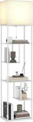 Produktbild von Stehlampe mit Ablagen - LED - Dimmbar - Einstellbare Farbtemperatur 3000–6500K - Fernbedienung - Bis 2000 lm - Weiß