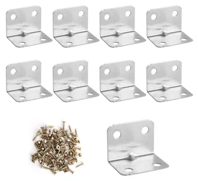 Produktbild von 30 Stück Winkelverbinder Edelstahl 32x25mm mit 120 Schrauben 4-Loch L-Form