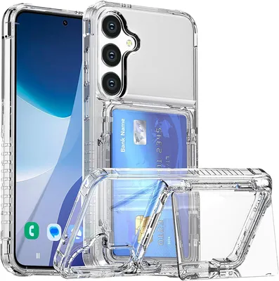 Produktbild von Hülle für Samsung Galaxy S24+ Transparent Kartenfach Silikon TPU Handyhülle mit Ständer Klar