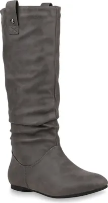 A single gray boot is shown against a white background.