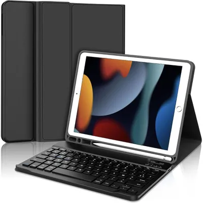 Image de Coque Clavier pour iPad 10,2 Pouces (7/8/9ème Génération, 2019/2020/2021) Protection Synthécuir avec Clavier Bluetooth