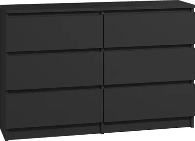 Obrázek produktu pro Komoda se 6 zásuvkami 140cm příborník příborník dřevěný černý nábytek skříňka