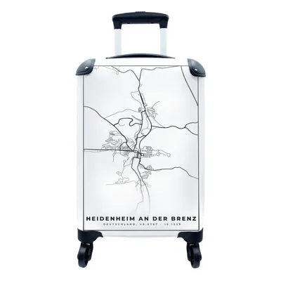 Produktbild von MuchoWow® Koffer Handgepäck Trolley Rollkoffer Kleine Reisekoffer mit 4 Rollen - Heidenheim an der Brenz - Karte - Stadtplan - Cabin Size < 55x40x23 cm & 55x40x20 cm - Fotokoffer - Kabinenkoffer - Boardgepäck - Reise-Box - Reisekoffer - Reisegepäck - Koffer mit Bild - Trolley für Kinder