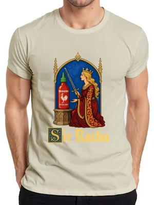 Produktbild von Sir Racha Sriracha Hot Sauce Königin Schwert Statement Sarkasmus Herren T-Shirt, Natur, M
