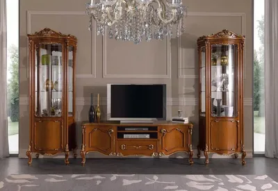 Produktbild von Casa Padrino Luxus Barock Wohnzimmer Set Braun / Gold - 1 Barock TV Schrank & 2 Barock Vitrinen - Barock Wohnzimmer & Hotel Möbel - Luxus Qualität -  Italy