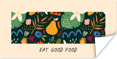 Produktbild von MuchoWow® Poster Zitate - Sprichwörter - Gutes Essen essen 120x60 cm - Bild